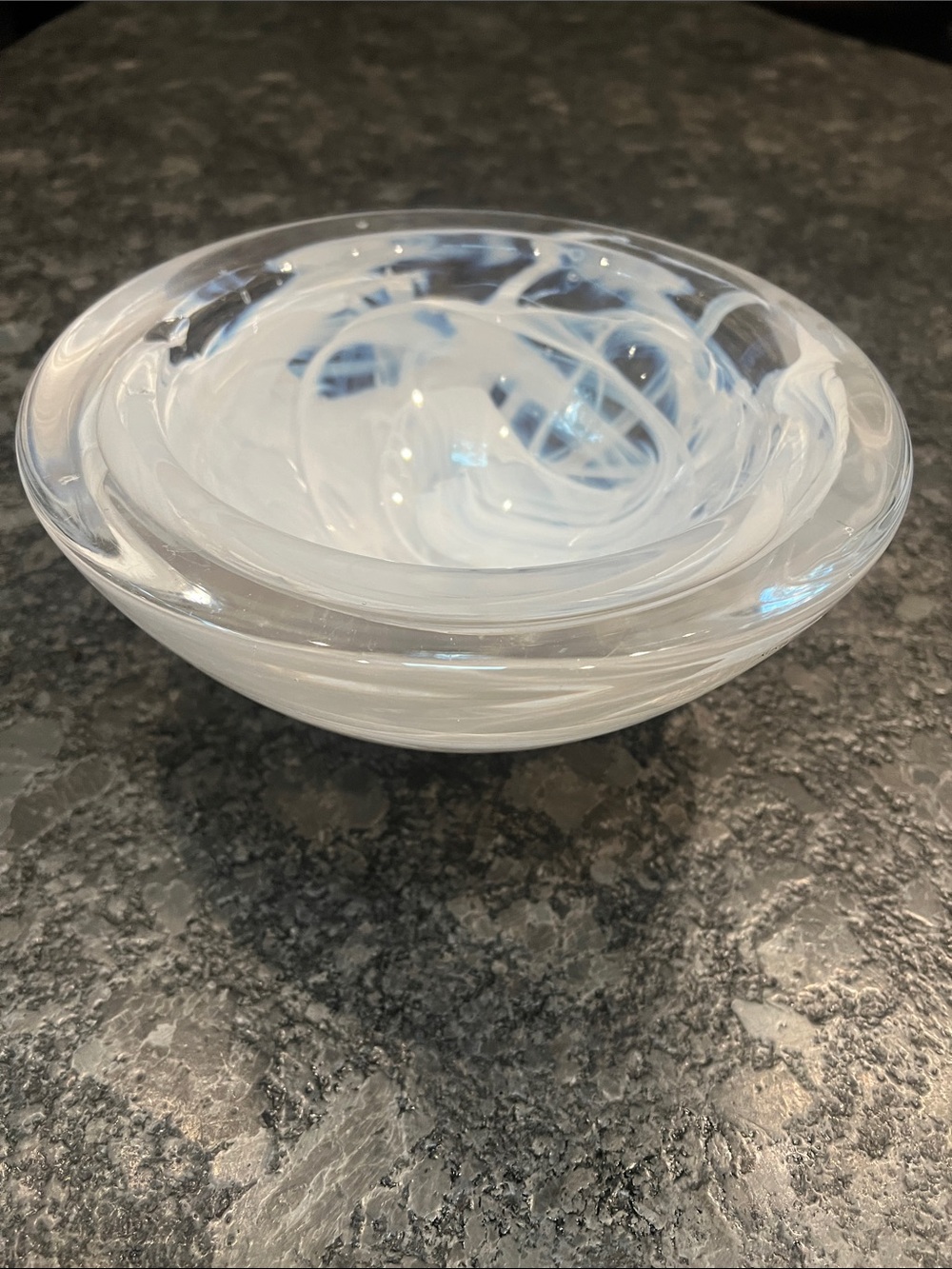 Kosta Boda Atoll Anna Ehrner Large Heavy White Swirl Votive Bowl